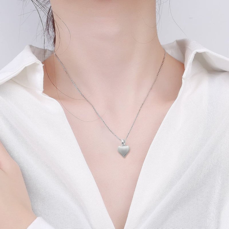 Imrsanl Small Heart Urn Necklace for Ashes Cremation Jewelry for Women Stainless Steel Pendant Memorial Ash Holder Loved Ones Keepsake (Silver) - Image 4